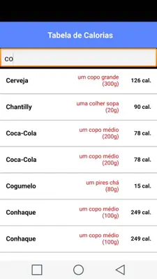 Table of Calories android App screenshot 0